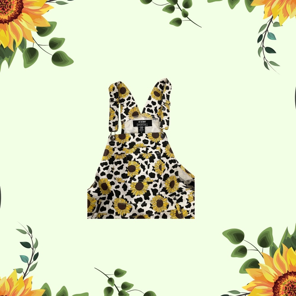 Sunflower Print women/teen overall shorts
